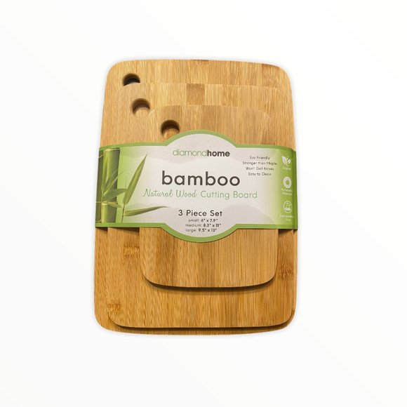 Bamboo "Natural Wood" Cutting Board 3-piece set - Picture 2 of 2